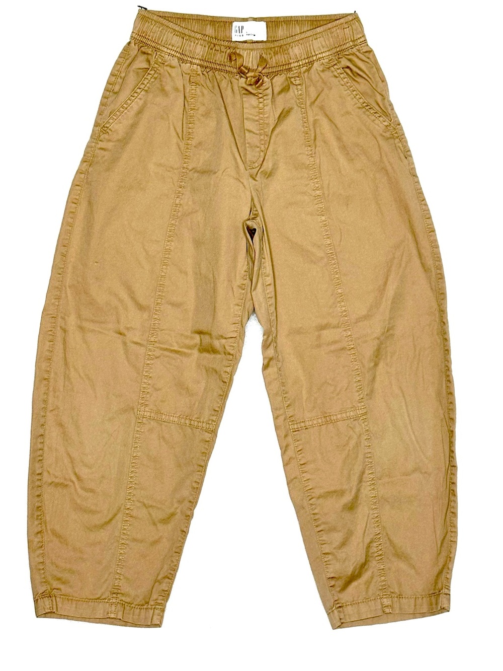 GAP Kids Tan Mid-Rise Barrel Drawstring Pants Sz L